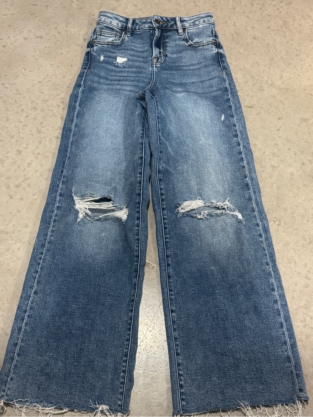 Blue Distressed Wide-Leg Women’s Jeans